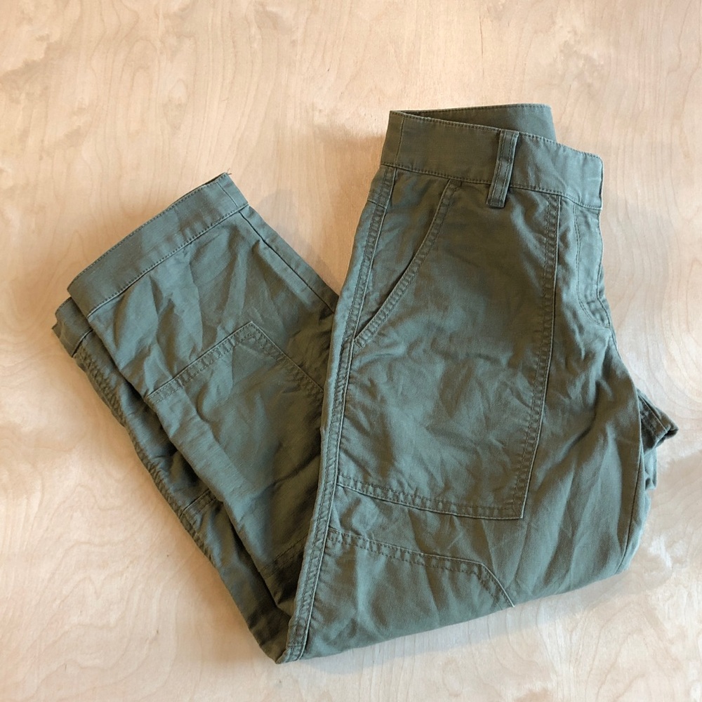 J. Crew Olive Linen Cargo Pants
